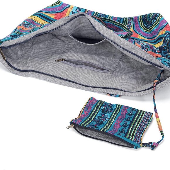 Women Canvas Tote Bag Large Capacity Bohemian Shoulder Handbag - Picture 6 of 9